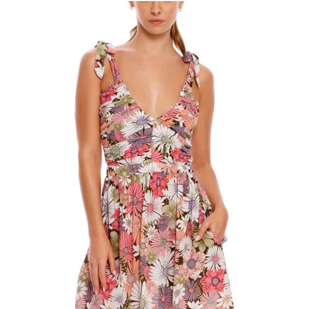 Agua Bendita Sierra Java Floral short Dress - Pink and Green